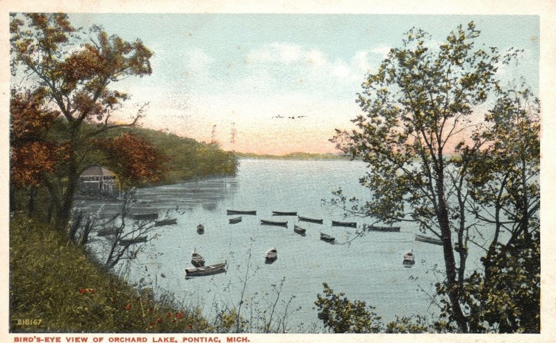 Vintage Postcard 1916 Bird's Eye View of Orchard Lake Pontiac Michigan MI