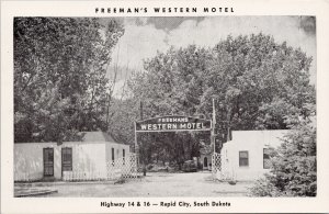 Rapid City SD Freeman's Western Motel Highway 14 & 16 Espeprint Postcard G55