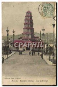 Old Postcard Marseilles Colonial Exhibition Tower & # 39Annam