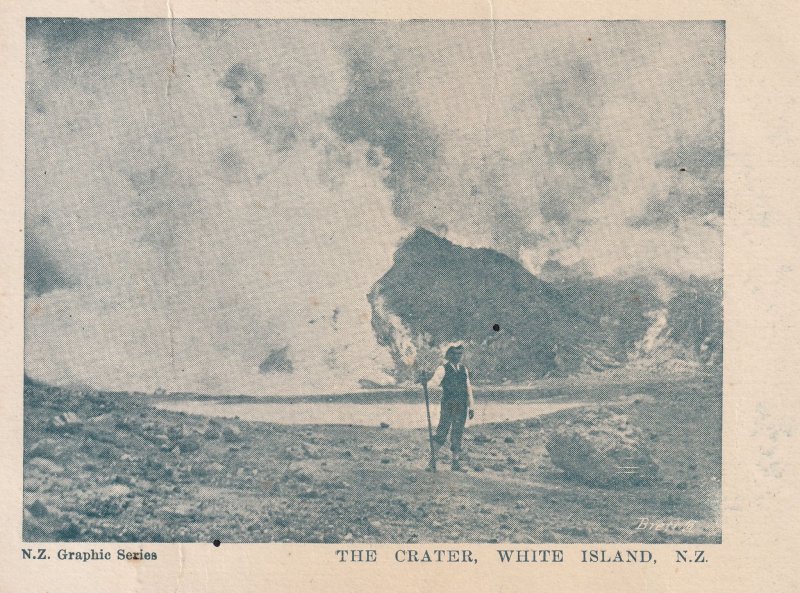 White Island Volcano Crater New Zealand Antique Postcard