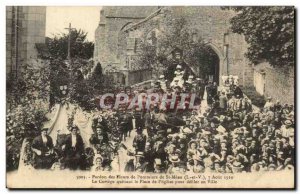 Old Postcard Forgiveness of St Meen August Apples blossoms The Cortege Leavin...