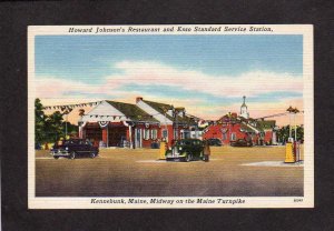 ME Kennebunk Maine Turnpike Howard Johnson Restaurant Esso Gas Station Postcard