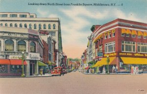 Middletown NY, New York - Looking Down North Street from Franklin Square - Linen