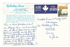 Holiday Inn Toronto, Ontario Vintage 1973 Chrome Postcard Slogan Cancel