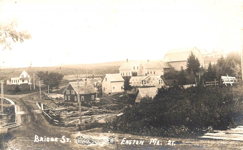 Easton ME Bridge Street Aerial View, Real Photo Postcard