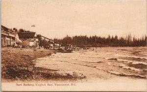 Vancouver BC Surf Bathing at English Bay c1907 Epworth Cancel Postcard H1