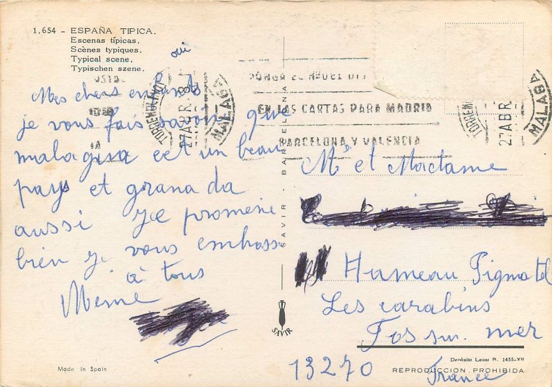 Spania children costume dance multi view postcard