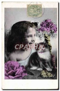 Old Postcard Cats Cat Kitten Children