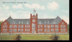 Ohio Zanesville High School Building Curteich