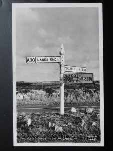 Cornwall: First & Last Signpost in England, Lands End - Old RP Postcard