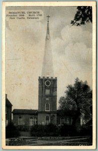 Immanuel Church New Castle Delaware DE B&W Graycraft Postcard I4