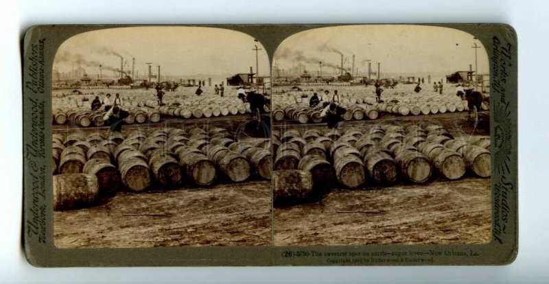 476193 1902 year USA New Orleans sugar mound Vintage Underwood STEREO PHOTO