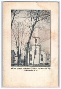 1908 First Congregational Church Riverhead New York NY Antique Postcard