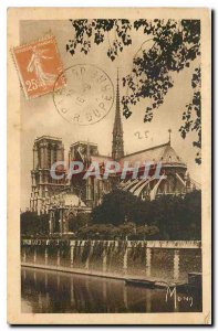 Old Postcard Notre Dame Paris Tours South Gate and the Apse