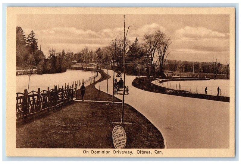 c1920's Dominion Driveway Ottawa Ontario Canada Horse Carriage Postcard