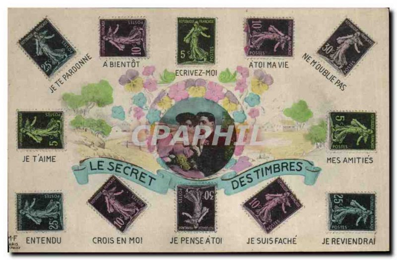 Fancy Old Postcard stamps Language Type 10c Sower