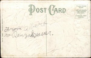 Christmas Santa Claus Among Holly c1910 Vintage Postcard