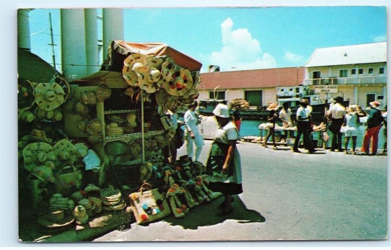 *1972 Nassau Bahamas Straw Market Woodes Rogers Walk Vintage Postcard B74