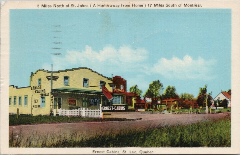 Ernest Cabins St. Luc Quebec QC Que Restaurant Tea Room c1939 Peco Postcard H6