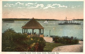 Vintage Postcard Looking From Fort Allen Park Portland Maine The Eastern News