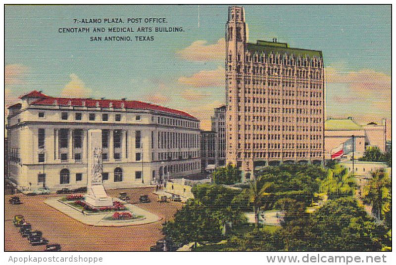 Texas San Antonio Alamo Plaza Post Office Cenotaph And Medical Arts Building