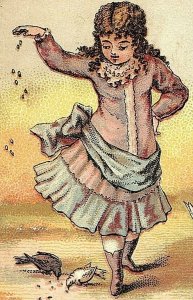 D Umberfield Chapel Street New Haven CT Girl Feeding Pigeons Birds Trade Card D6