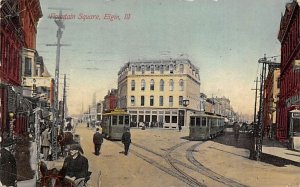 Fountain Square Elgin, Ill, USA Illinois Train 1912 