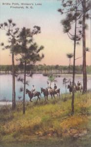 North Carolina Pinehurst Horseback Riders Bridle Path Watson's Lake Handcolor...