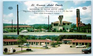 BIRMINGHAM, AL Alabama ~ Roadside ST. FRANCIS HOTEL COURTS c1950s Cars Postcard