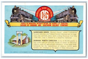 Surrender Bennett House Durham & Southern Railway Company NC Dual View Postcard