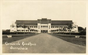 PC CPA SOERABAIA GEMEENLE RAADHUIS INDONESIA REAL PHOTO POSTCARD (b6085)