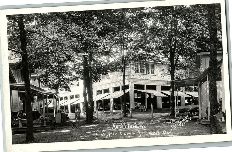 1930-50 Davis Auditorium Lancaster Ohio Campground Rppc Real Photo Postcard
