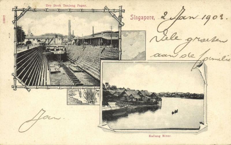 singapore, Multiview, Kallang River, Dry Dock Tanjong Pagar (1903)