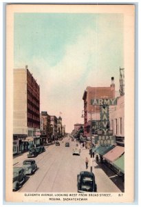 Regina Saskatchewan Canada Postcard Eleventh Avenue Looking West 1957