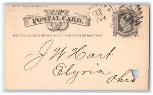 1879 The Anti-Incrustator Co. Rochester New York NY Elyria OH Postal Card