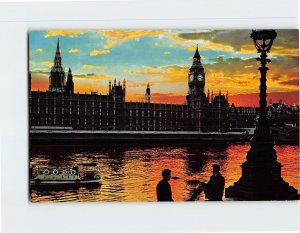 Postcard Sunset On The River Thames, London, England