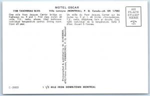 MONTREAL, QUEBEC  Canada  Roadside  MOTEL OSCAR  ca 1950s Cars   Postcard