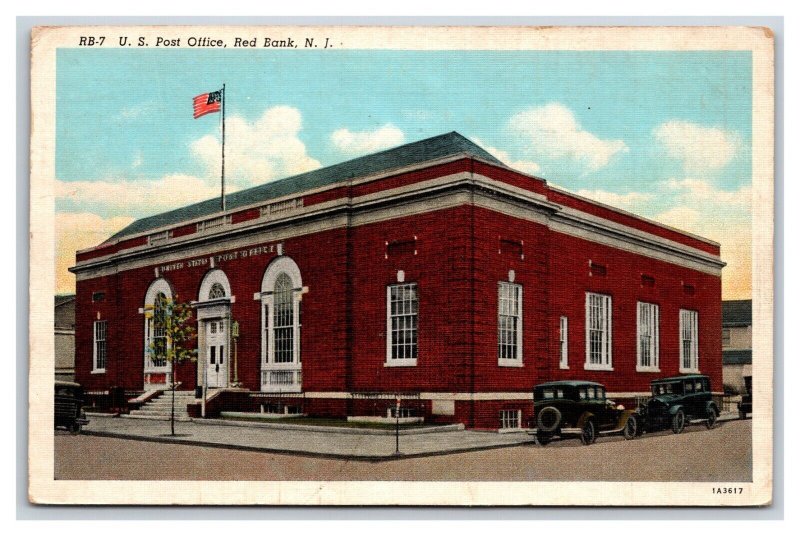 Post Office Building Red Bank New Jersey NJ Linen Postcard F21