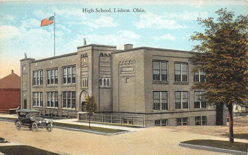 F20/ Lisbon Ohio Postcard Columbiana c1910 High School 2