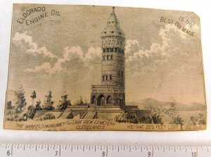 Garfield Monument at Lake View Cemetery, Eldorado Engine Oil Victorian Card F49