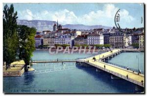 Old Postcard Geneva Le Grand Quai