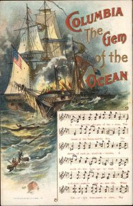 American History Columbia Gem of the Ocean Sheet Music c1910 Postcard