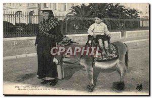 Surroundings of Nice - Sympathetic Group -ane -donkey - children - Old Postcard