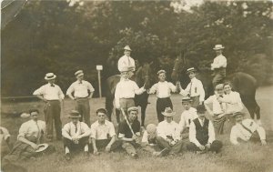 Postcard RPPC Photo C-1910 Baseball Recreation group men horses 22-14171