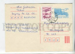 450499 HUNGARY 1989 year Old Car stamp real posted POSTAL stationery