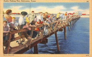 Public Fishing Pier, Galveston, Texas 1947 Linen Vintage Postcard