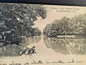 Postcard  1905 View of Vassar Lake & Vassar College in Poughkeepsie, NY  W7