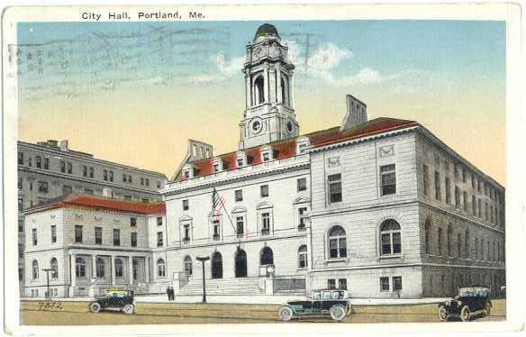 City Hall, Portland, Maine, ME, 1920 White border