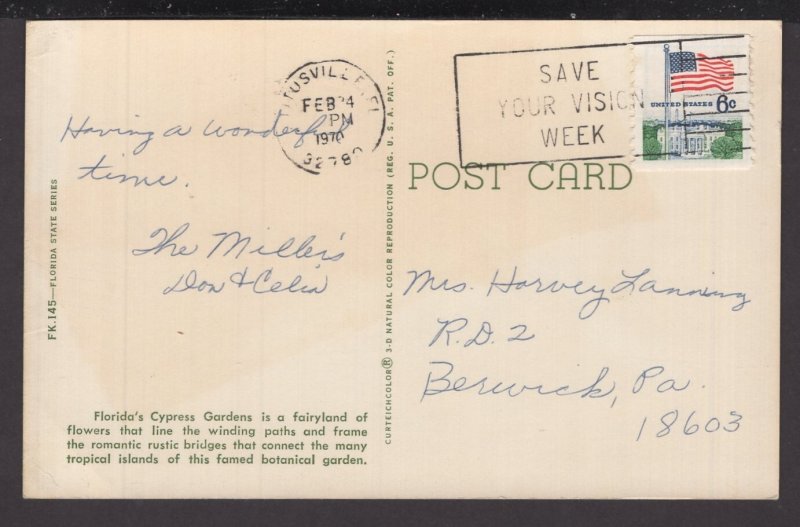 Florida's Beautiful Cypress Gardens Fairyland of Flowers pm1970 - Chrome