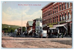 c1910 Looking South Main St. Exterior Building Newport New Hampshire NH Postcard